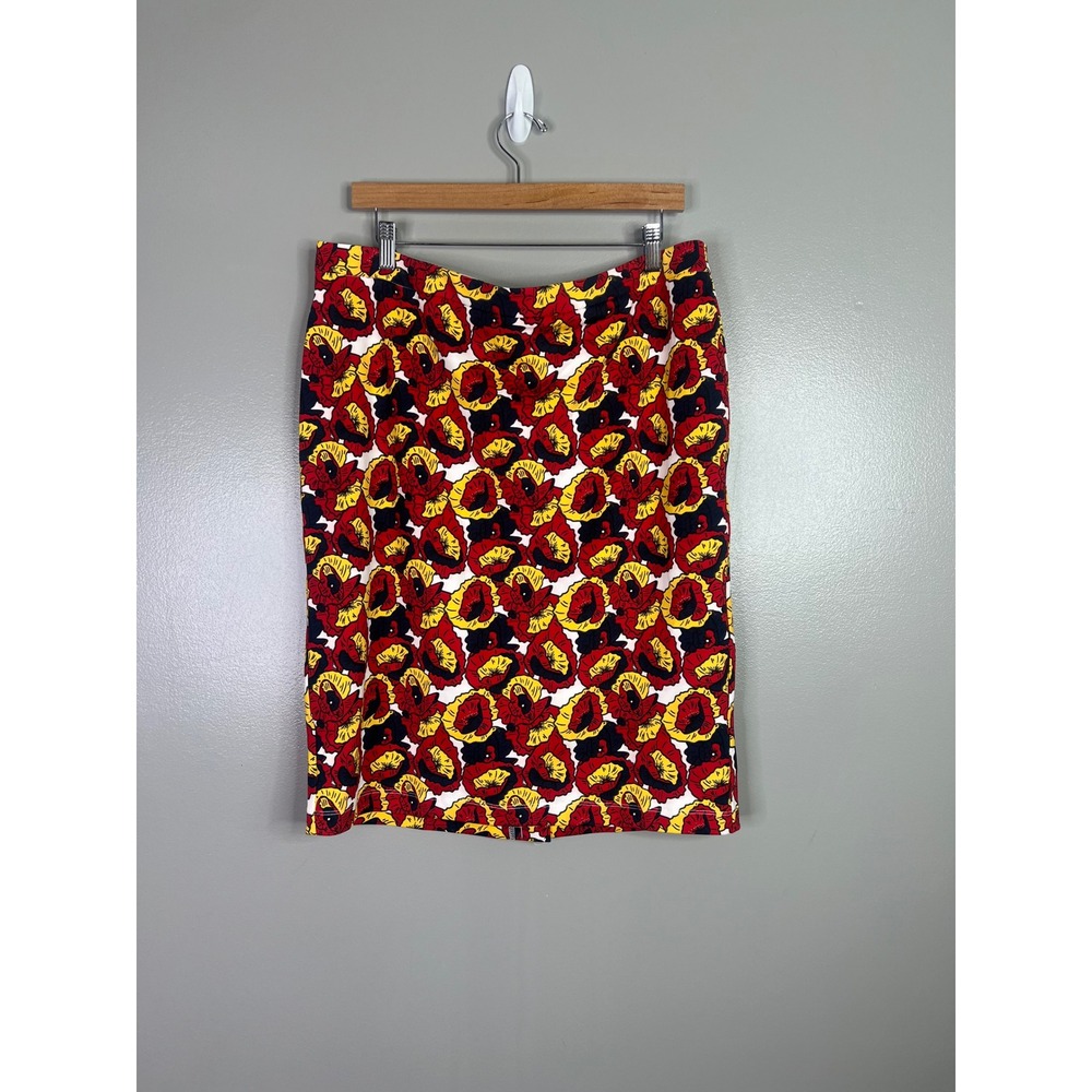Monroe & Main bright‎ floral straight knee length skirt size 16 artsy office